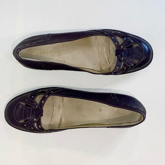 Aerosoles Women's Copenhagen Burgundy Brown Leather Flats Comfort Soles Size 10 - Picture 5 of 11